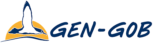 Logo de Gen-Gob con icono de libro abierto y gaviota en azul y naranja