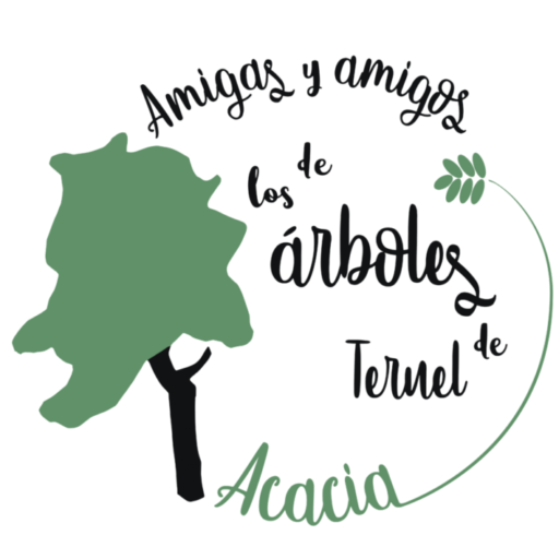 Logo de Amigas y amigos de los árboles de Teruel Acacia con silueta de árbol verde
