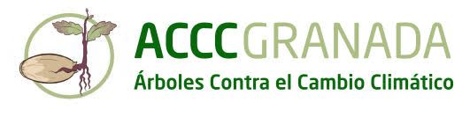 Logotipo de ACCC Granada - Árboles Contra el Cambio Climático con planta y raíces