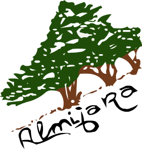 Logotipo de Almijare con árbol estilizado de copa frondosa y tronco marrón